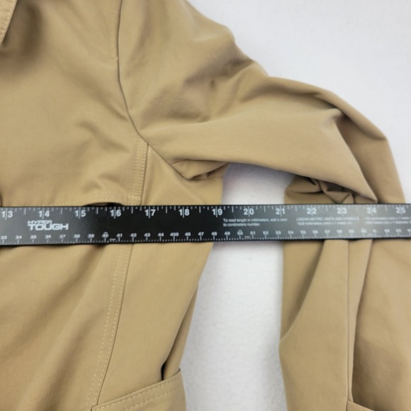 LOFT Womens Double Breasted Trench Coat Size 8 Khaki Lined Belted Timeless - Picture 11 of 16